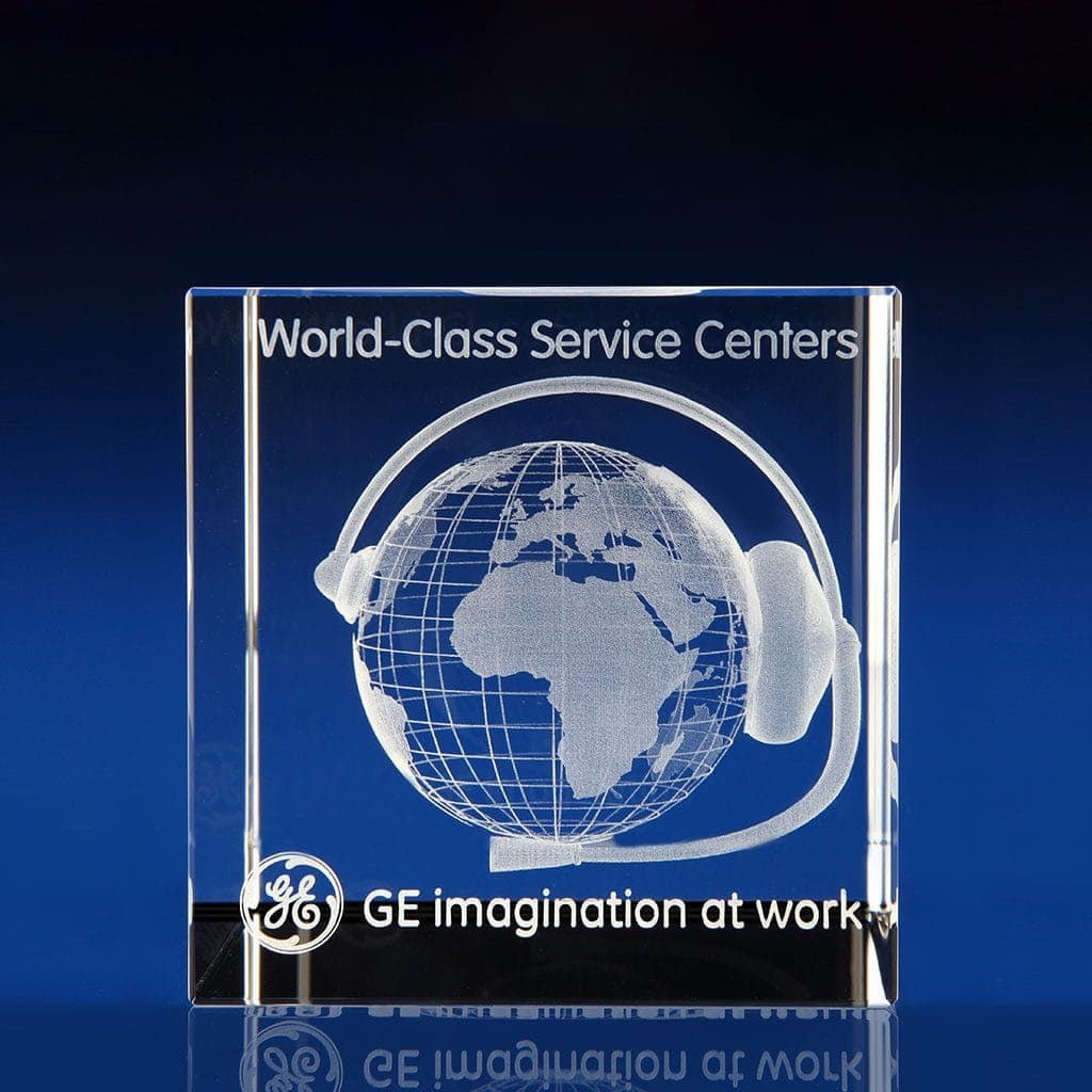 Cube award - 3D world globe, Employee Incentive Ideas, Employee Rewards, Employee awards, Staff awards, office awards, long service awards, glass awards, glass trophies, crystal awards, corporate awards, corporate trophies, engraved awards, achievement awards, recognition awards