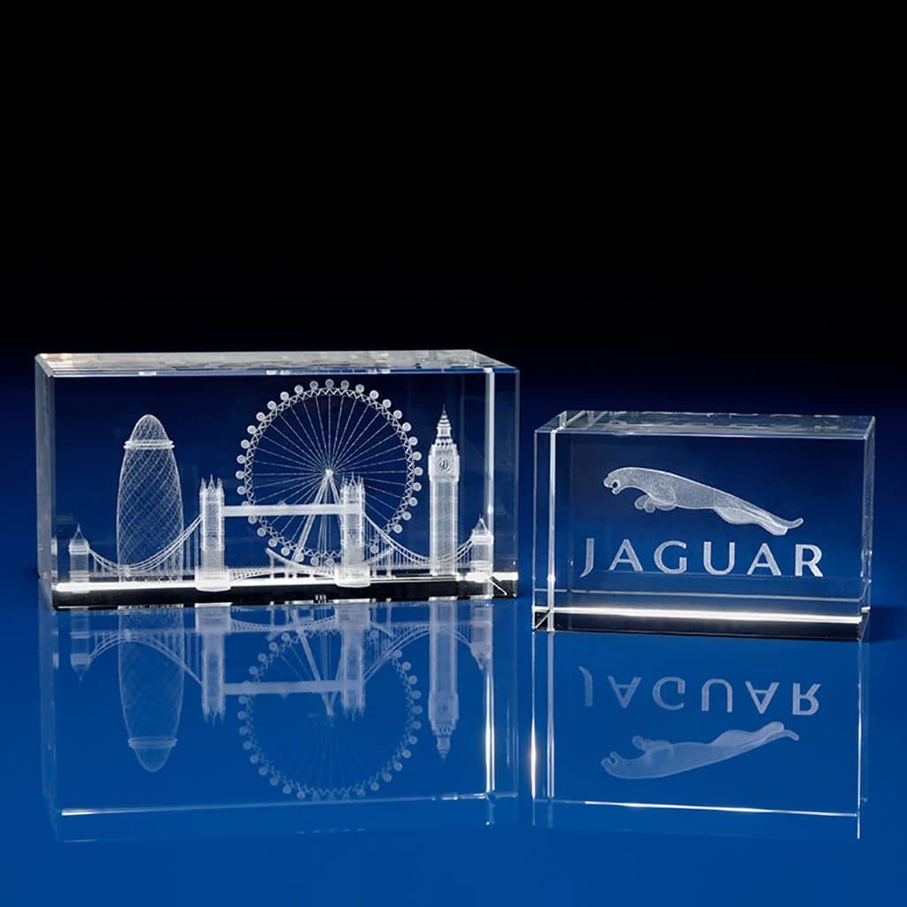 Rectangle Crystal Paperweights 3D Engraved Glass Laser Crystal